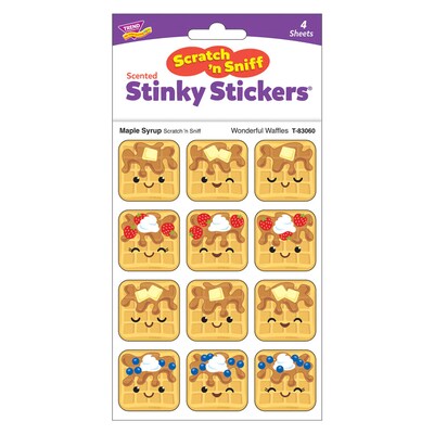 Trend Enterprises Wonderful Waffles Maple Syrup Scent Scratch n Sniff Stinky Stickers, Multicolored, 48/Pack, 6/Packs/Bundle