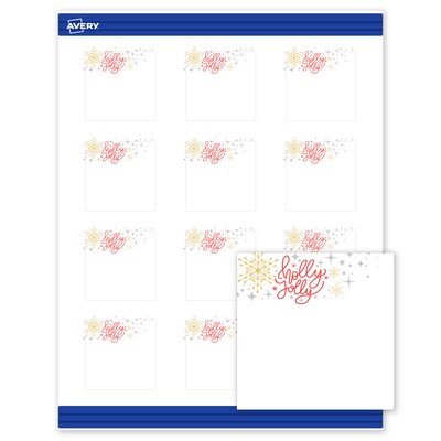 Avery Silver-Holly Sparkles Matte Blank Card, White, 120/Pack (S00-FHH)