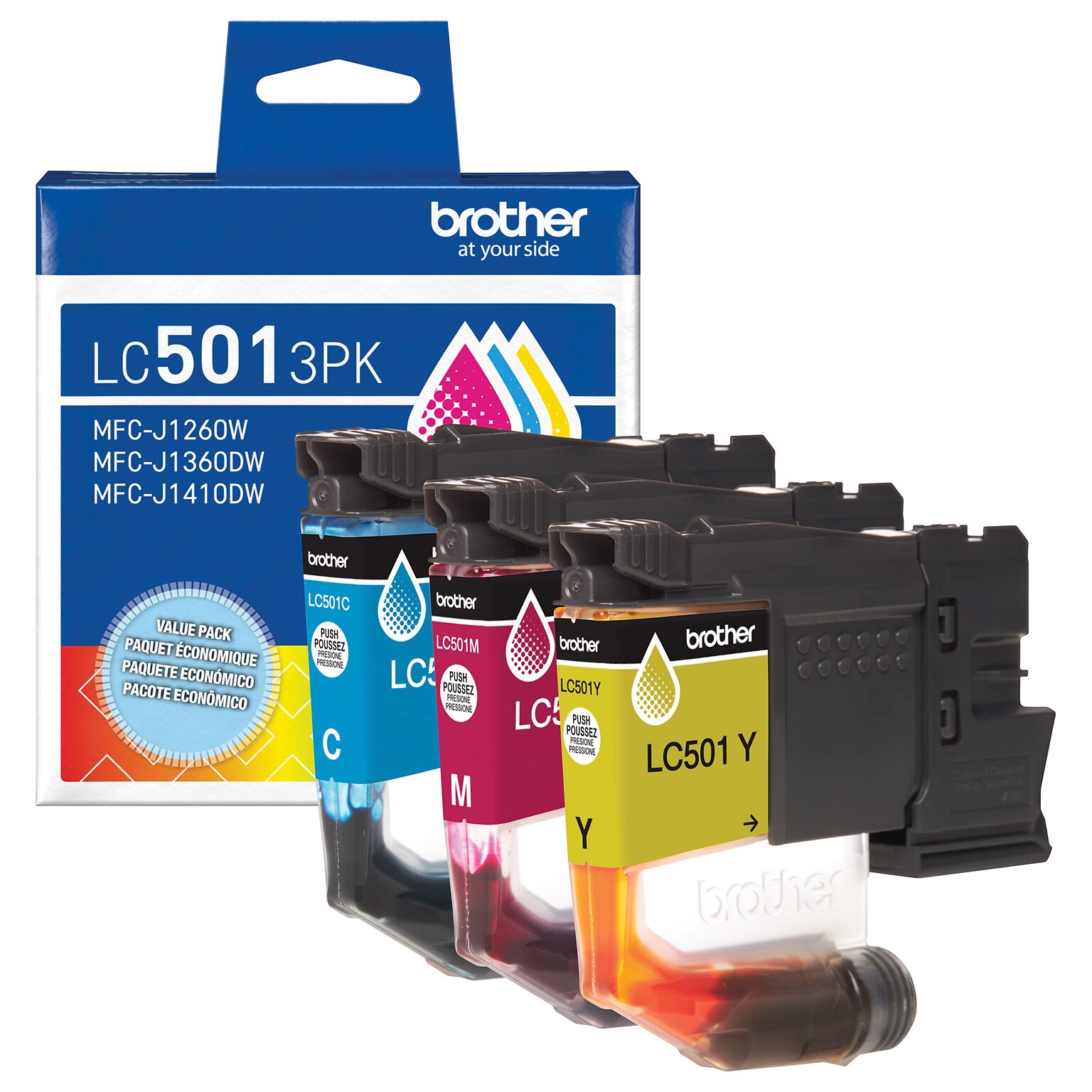 Brother LC501 Cyan/Magenta/Yellow Standard Yield Ink Cartridge (LC501 3PKS)