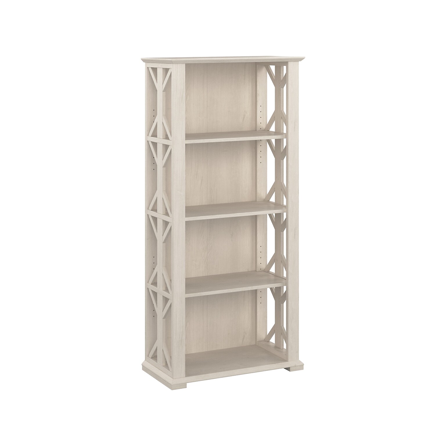 Bush Furniture Homestead 66H 4-Shelf Bookcase with Adjustable Shelves, Linen White Oak Laminated Wood (HOB166LW-03)