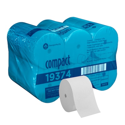 Compact Recycled Coreless Toilet Paper, 1-Ply, White, 3000 Sheets/Roll, 18 Rolls/Carton (19374)