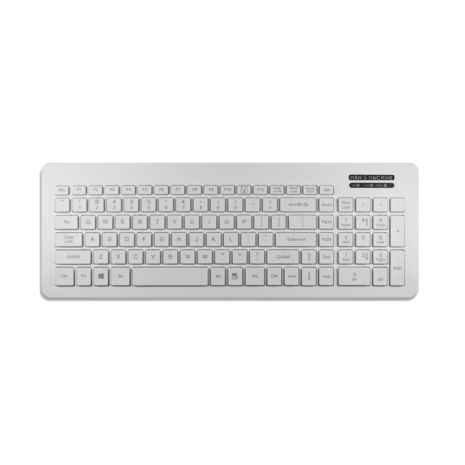 Man & Machine Very Cool Wired Ergonomic Washable Keyboard, White (VC/W5)
