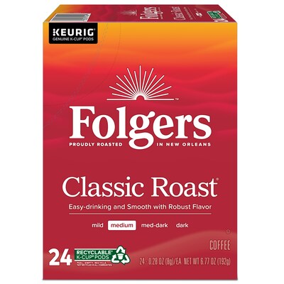 Folgers Classic Roast Coffee Keurig® K-Cup® Pods, Medium Roast, 24/Box (5000368730)