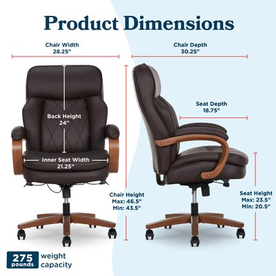 La-Z-Boy Colston Ergonomic Vegan Leather Swivel Executive Chair, Dark Brown (60120-DBRN)