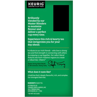Twinings Irish Breakfast Black Tea, Keurig® K-Cup® Pods, 24/Box (TNA87303)