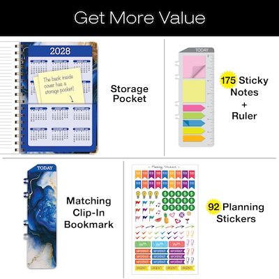 2027 Excello Brands 6" x 8" Weekly & Monthly Standard Planner, Paperboard Cover, Dark Blue Marble (FSHN-CY27-58-23)