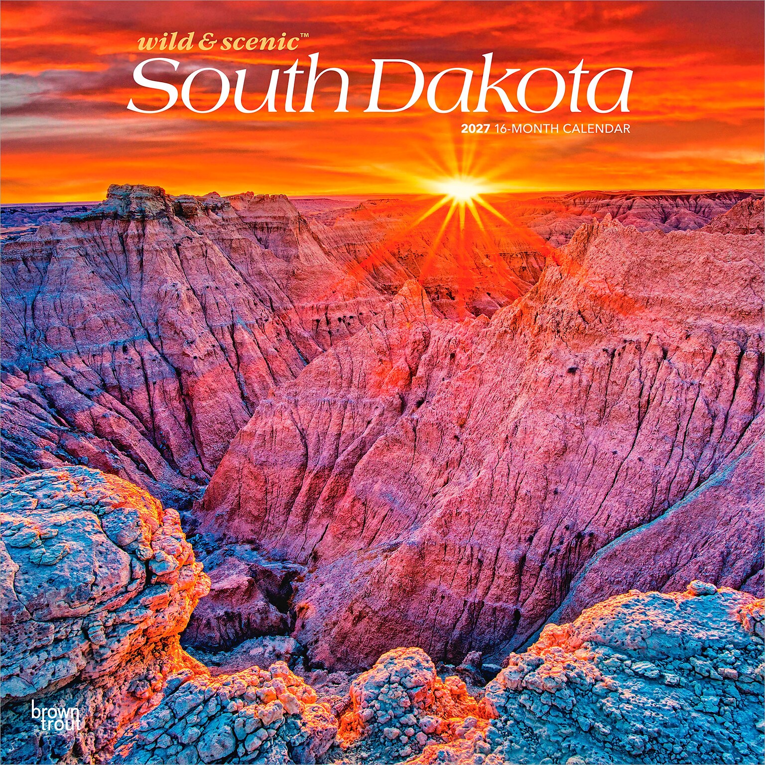 2027 BrownTrout South Dakota Wild & Scenic 12 x 12 Monthly Wall Calendar (9798330714520)