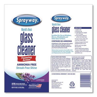 Sprayway Glass Cleaner, 19 oz. Aerosol Spray, Lavender, 6/Carton (CGCSW5029)