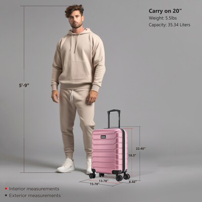 InUSA Trend 20" Hardside Carry-On Suitcase, 4-Wheeled Spinner, TSA Checkpoint Friendly, Rose Gold (IUTRE00S-ROS)