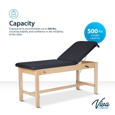 Aristo Wood Physician Exam Table with Adjustable Backrest, Paper Cutter, and Holder, 500lbs. Capacity, Black (ADI996-HBF-BLK)