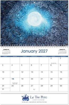 Custom Water Color Spiral Wall Calendar