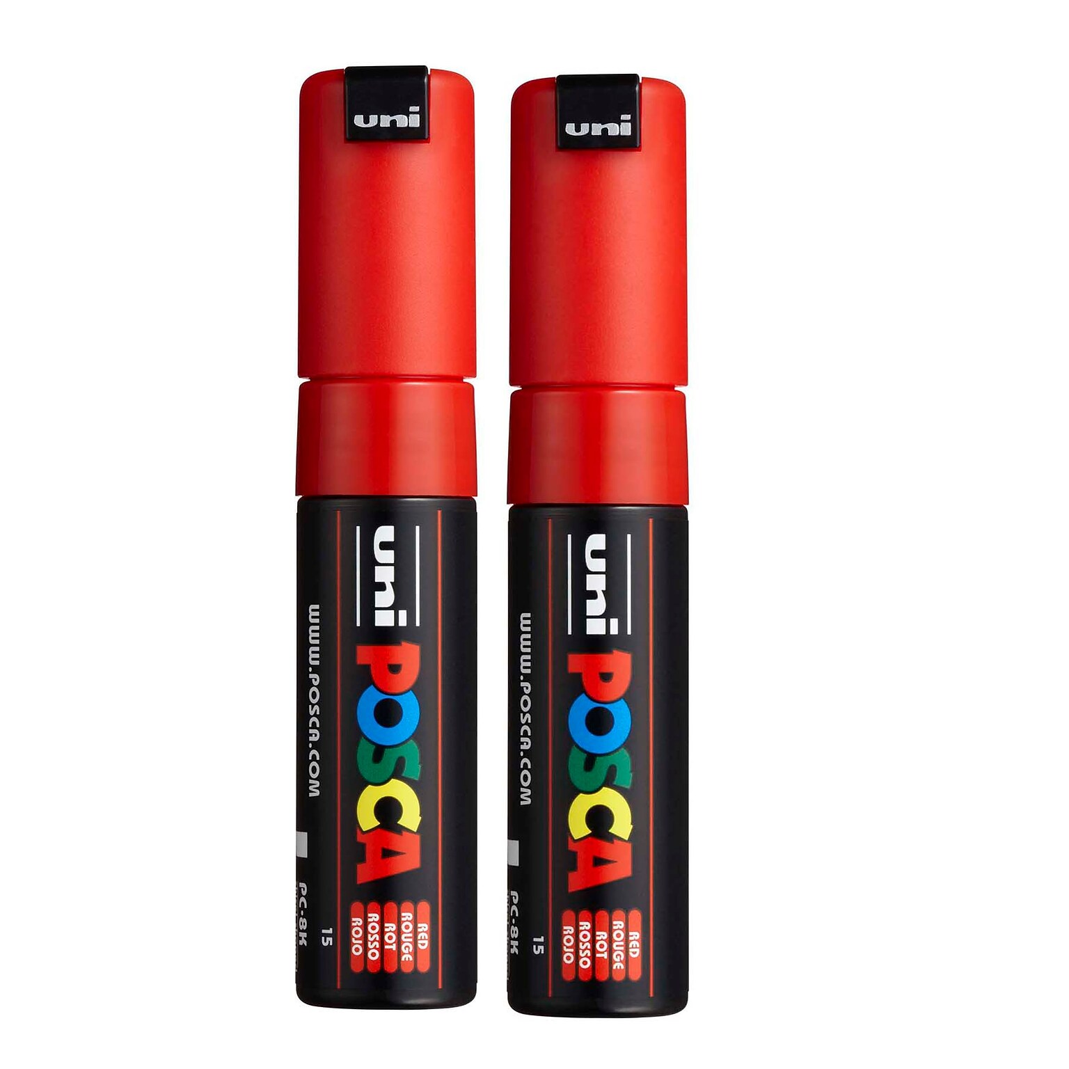POSCA PC-8K Water Based Paint Marker, Broad Chisel Tip, Red, 2/Pack (UBCPC8KRED-2)