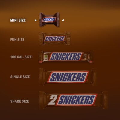 Snickers Minis Size Chocolate Candy Bars 4.4 oz Bag, Pack of 12