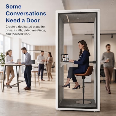 Uncaged Ergonomics Modular Acoustic Office Pod with Ventilation, Lighting and Power, Small, White (POD-S-White)
