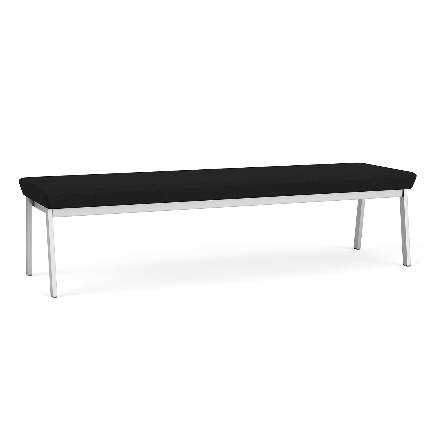 Lesro Newport Fabric 3-Seat Waiting Reception Bench, Open House Black/Silver (NP3001.SSV-01OHBK)