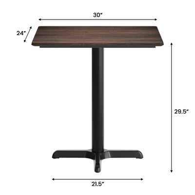 Flash Furniture Acadia Wooden Dining Table with X-Base, 23.75"D x 29.75"W, Dark Brown/Black Base (ST2430WBRT2222)