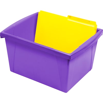 Storex Polypropylene/PP 4 Gallon Classroom Storage Bin, 7.9" x 11.3" x 13.6", Purple, 3/Bundle (STX61481U06C-3)