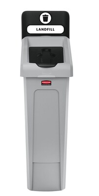 Rubbermaid Slim Jim Single-Stream Recycling Station, 23 Gallon, Gray/Black (2185053)