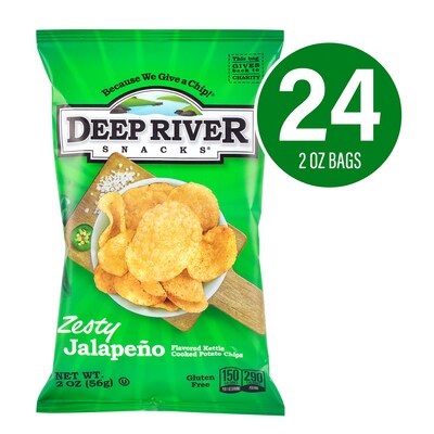 Deep River Snacks Gluten Free Zesty Jalapeno Kettle Cooked Potato Chips, 2.0 oz., 24/Box (220-02563)