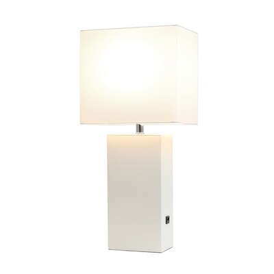 Lalia Home Lexington 21 Modern Bedside Table Lamp, White Rectangular Fabric Shade, Feit LED Bulb, W