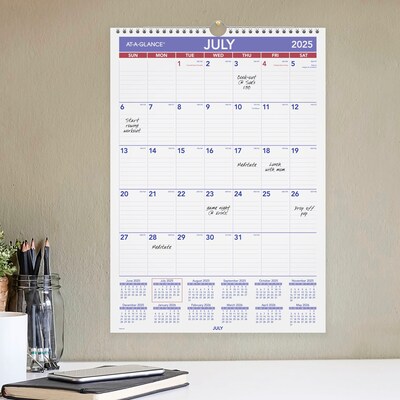 2025-2026 AT-A-GLANCE 12" x 17" Academic Monthly Wall Calendar, Purple/Red (PMA2-28-26)