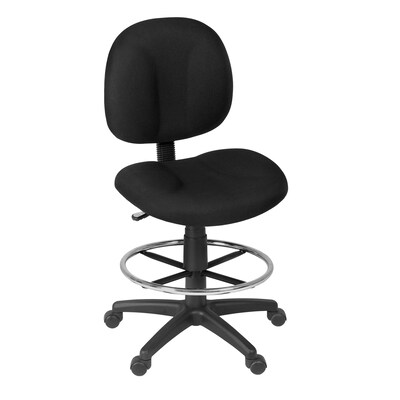 Regency Comfort Series Armless Fabric Drafting Chair with Footrest and Lumbar Support, Black (105-DK-BK)