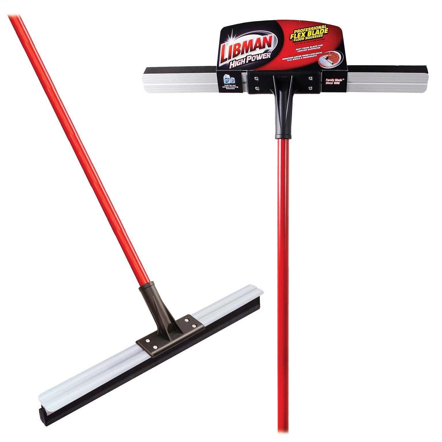 Libman Flex Floor 24 Squeegee, Red, 6/Carton (1014006)