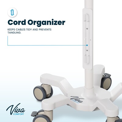 Viva Comfort Height-Adjustable Portable Mobile Stand for Edan Vital Signs Monitor, White (ADI912-C-MP-03-MK)