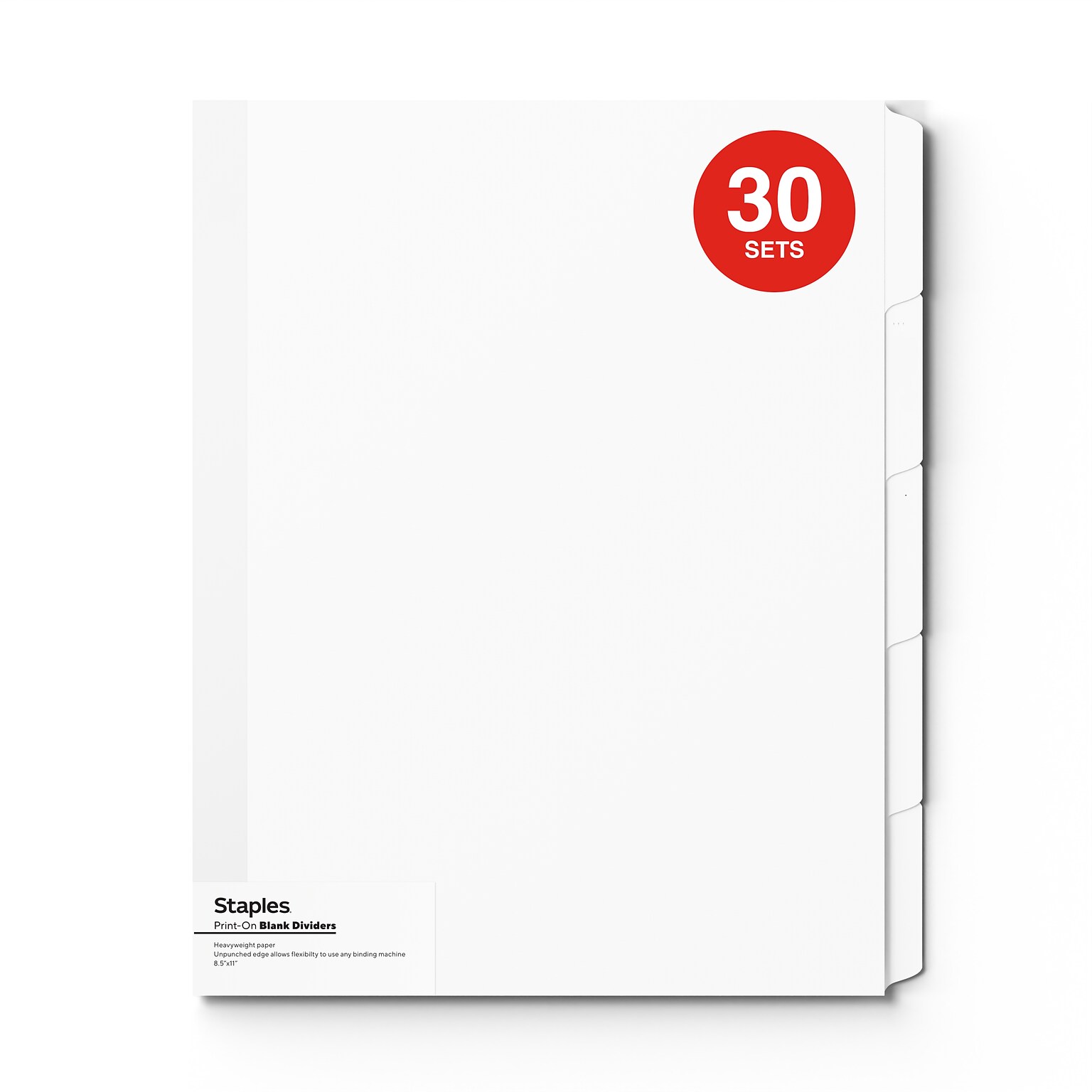 Staples Print On Label Dividers, White, 5-Tabs, 30 Sets (ST63049)