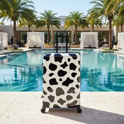 InUSA Prints 28" Hardside Suitcase, 4-Wheeled Spinner, TSA Checkpoint Friendly, Cow Animal Print (IUAPC00L-COW)