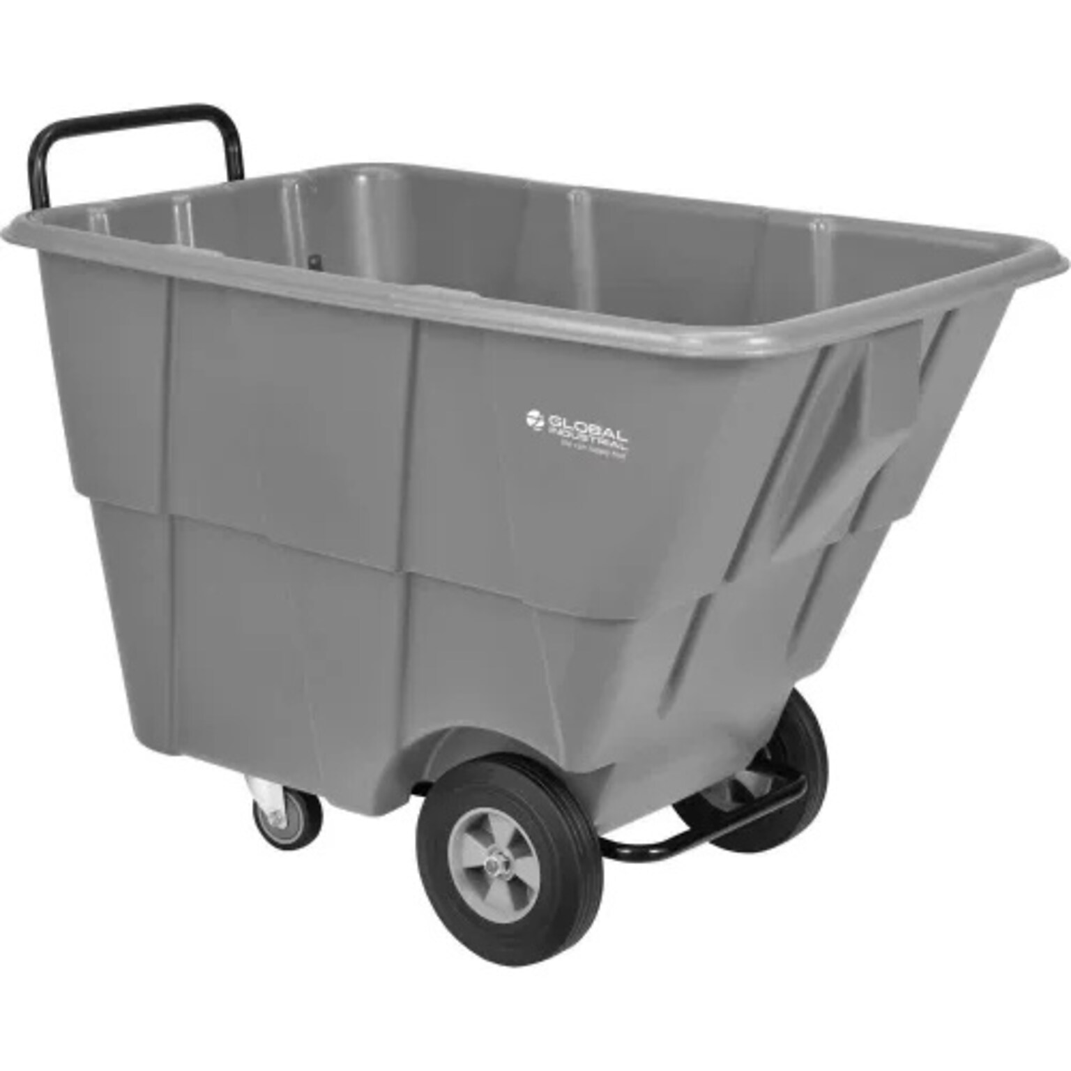 Global Industrial Standard Duty Plastic Tilt Truck, 1/2 Cu. Yd. Capacity, 850 Lb. Capacity, Gray (984613)