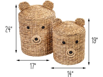 Honey-Can-Do Bear-Shaped Storage Baskets with Lids, Nesting, Brown, 2/Set (STO-09152)