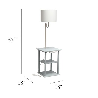 Simple Designs 57" Floor Lamp with Drum Shade, Gray (LF2016-GRY)
