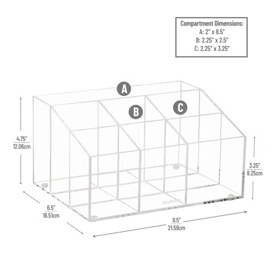 Mind Reader 7-Compartment Acrylic Desk Tray, Clear (AORG-CLR)
