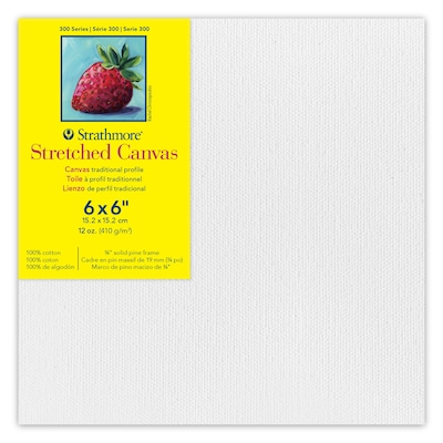 Strathmore 300 Series Primed Traditional Stretched Canvas, 6 x 6, 3/Bundle (STT31306-3)