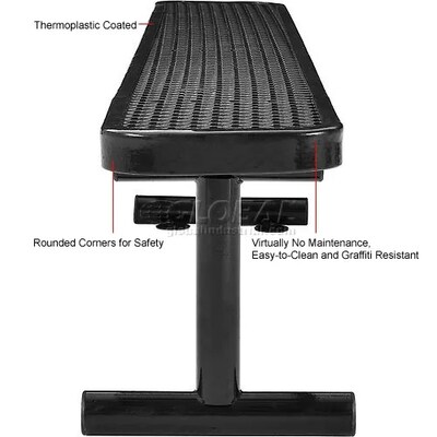 Global Industrial 8' Outdoor Steel Flat Bench, Expanded Metal, Black (277157BK)
