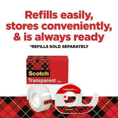 Scotch Transparent Clear Tape Refill, 0.5" x 12.5 yds., 1" Core, Clear (144)