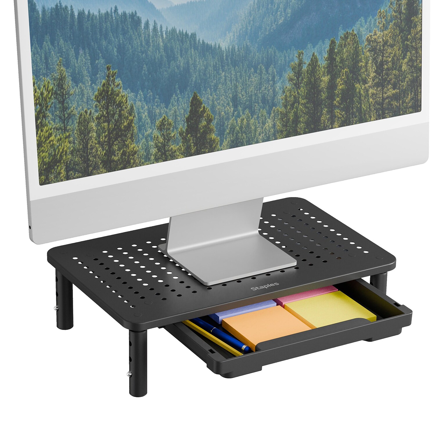Staples TECH Adjustable Monitor Stand, Black (ST62819-CC)