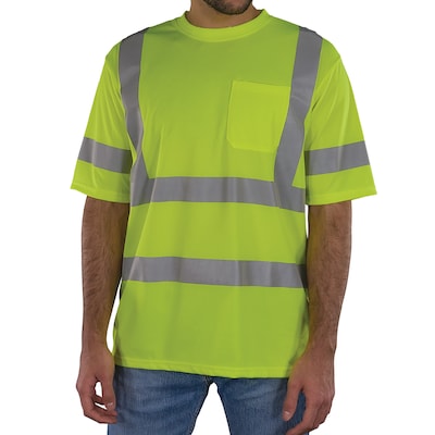 GloWear 8367 High Visibility Short Sleeve T-Shirt, ANSI Type R Class 3, Lime, 2XL (22036)