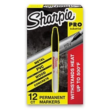 Sharpie Industrial Permanent Markers, Fine Tip, Black, Dozen (13601A)