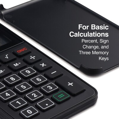 Staples 10-Digit Battery & Solar Basic Calculator, Black (ST150-CC)