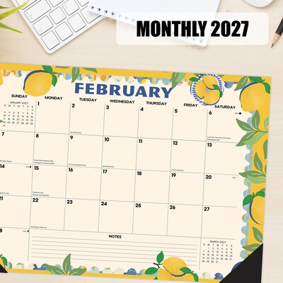 2027 Willow Creek Mediterranean Moments 17" x 12" Monthly Desk Pad Calendar, Assorted Colors (66478)