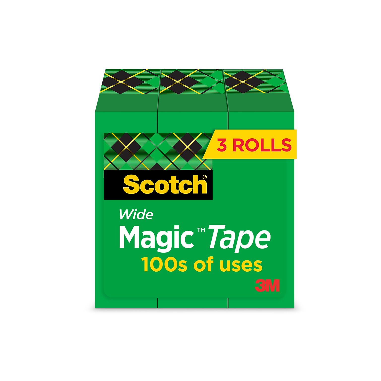 Scotch Magic Invisible Clear Tape Refill, 1 x 72 yds., 3 Core, Clear, 3 Rolls/Pack (810-72-3PK)