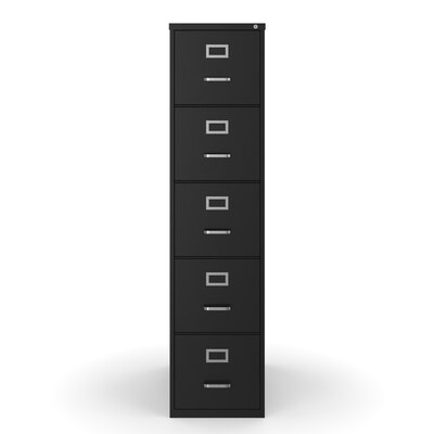 Quill Brand® Commercial 5 File Drawer Vertical File Cabinet, Locking, Black, Letter, 26.5D (21917D)