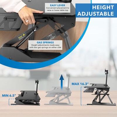 Mount-It! Mount-It! 36"W Manual Rectangular Adjustable Aluminum Standing Desk Converter, Black (MI-7934)