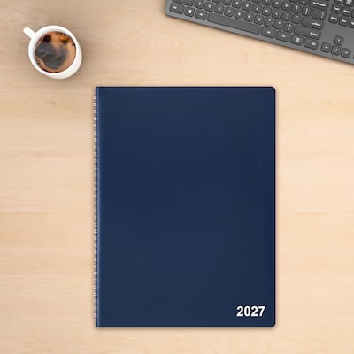 2027 Staples 8" x 11" Weekly & Monthly Appointment Book, Faux Leather Cover, Navy (ST58470-27)
