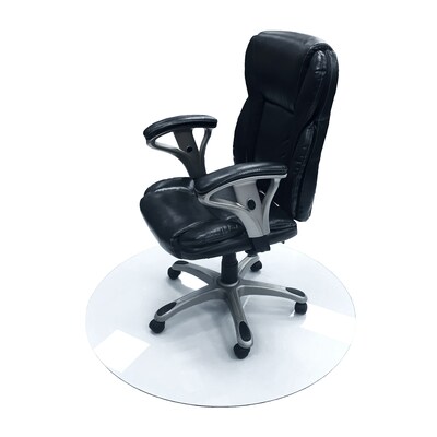 Floortex Glaciermat Heavy Duty Glass Hard Floor & Carpet Chair Mat, 48 Diameter, Crystal Clear (FC1