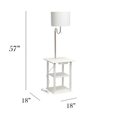 Simple Designs 57" Floor Lamp with Drum Shade, White (LF2016-WHT)