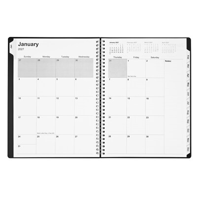 2027 Staples 8" x 11" Weekly & Monthly Appointment Book, Plastic Cover, Black (ST21488-27)