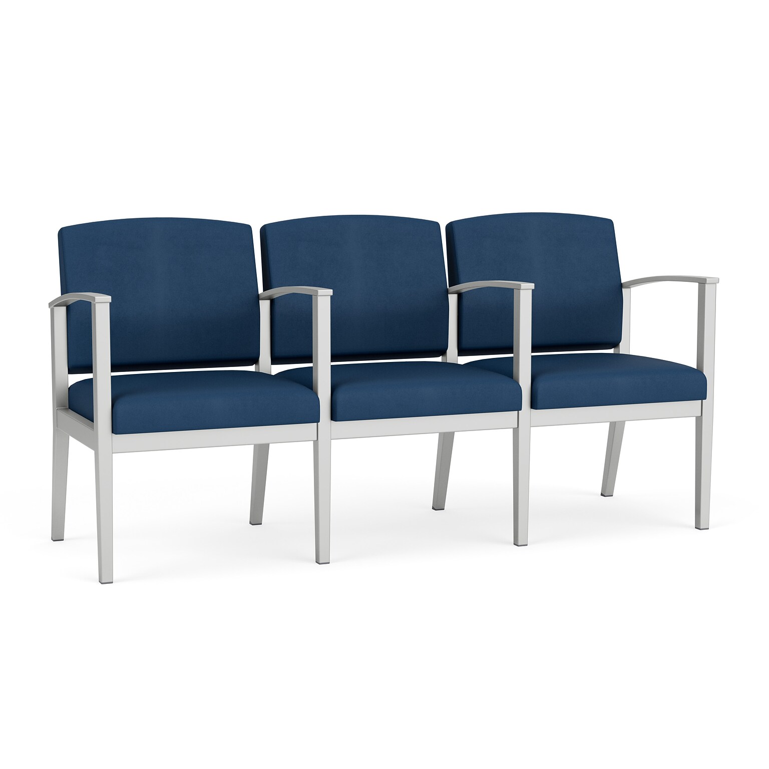 Lesro Amherst Steel Vinyl 3-Seat Tandem Seating, Patriot Plus Blue Ridge/Silver (AS3103.SSV-01PPBR)